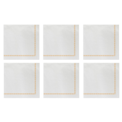 Vietri Papersoft Napkins Fringe Yellow Cocktail Napkins (Pack of 20) - Set of 6