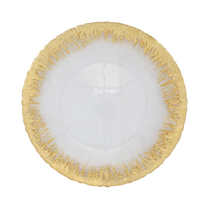 Vietri Rufolo Glass Gold Brushstroke Service Plate/Charger