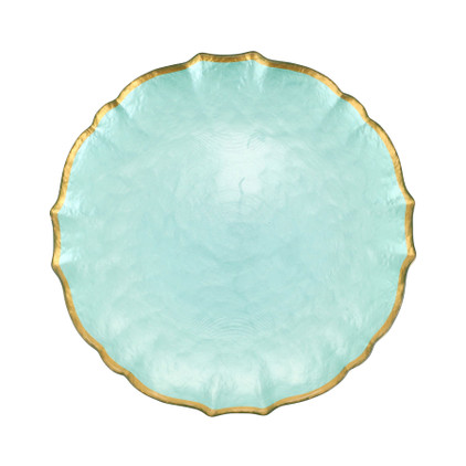 Viva By Vietri Baroque Glass Aqua Dinner Plate - Set of 4