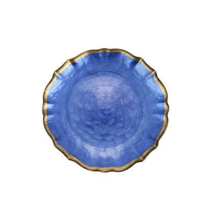 Viva By Vietri Baroque Glass Cobalt Cocktail Plate - Set of 8
