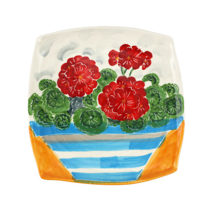 Vietri Wall Plates Red Geraniums Wall Plate