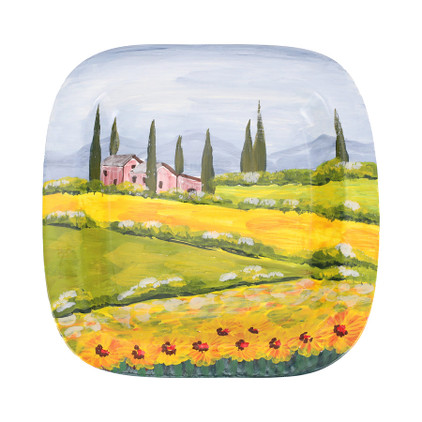 Vietri Wall Plates Villa with Sunflowers Rimmed Square Wall Plate