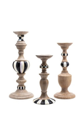MacKenzie Childs Courtly Pillar Candle Holders - Set Of 3