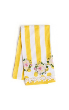MacKenzie Childs Wildflowers Dish Towel - Yellow