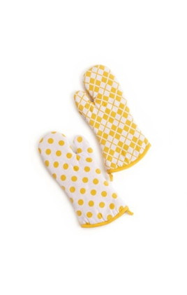 MacKenzie Childs Argyle Oven Mitts - Yellow - Set Of 2