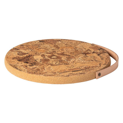 Casafina Cork Trivet 12 inch with Leather Handle - Natural - Set of 2