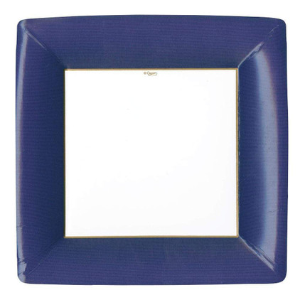 Caspari Grosgrain Border Navy - Dinner Plates Square