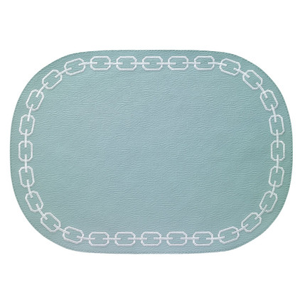 Bodrum Chains Celadon White Oval Mats (Set of 4)