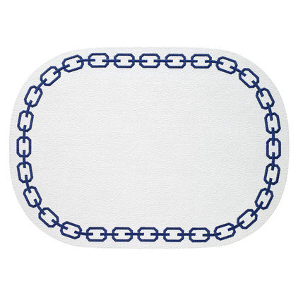 Bodrum Chains White Navy Oval Mats (Set of 4)