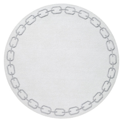 Bodrum Chains White Silver 15 inch Round Mats (Set of 4)