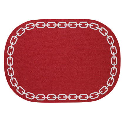 Bodrum Chains Red White Oval Mats (Set of 4)