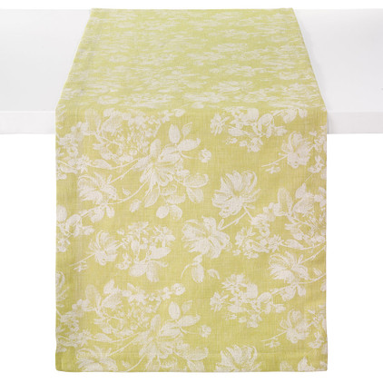 Bodrum White Bloom Lime 90 inch Table Runner