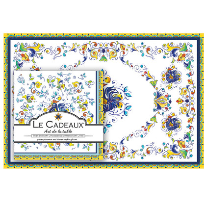 Le Cadeaux Florence Placemats (20) And Dinner Napkins (20) Set