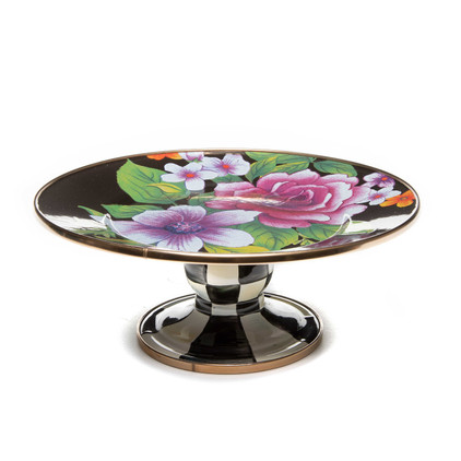 MacKenzie-Childs Flower Market Mini Pedestal Platter - Black