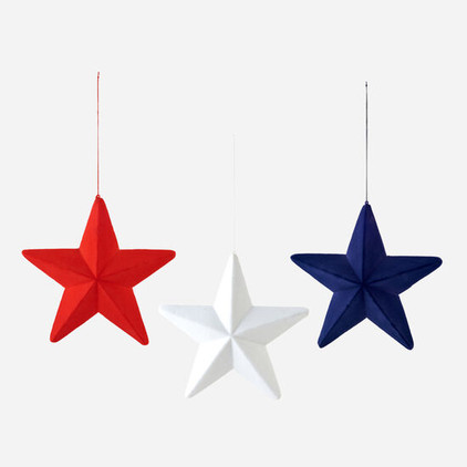 180 Degrees Flocked Hanging Star Large (Asst Colors)