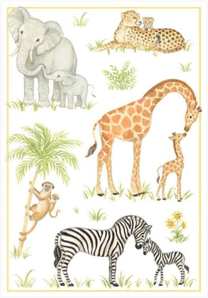 Caspari Parent And Baby Animals Baby Card