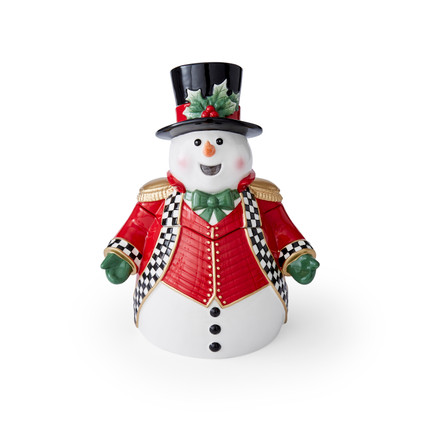 Spode Christmas Tree Black and White Figural Collection Snowman Cookie Jar