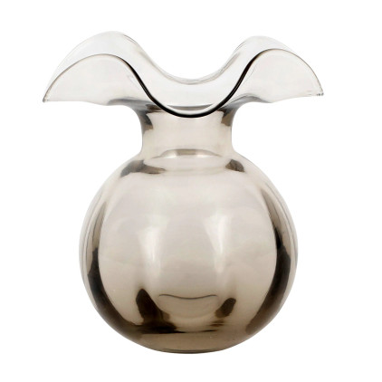 Vietri Hibiscus Glass Gray Medium Fluted Vase