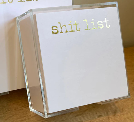 Black Ink Gold Foil Paddie Shit List Notepad