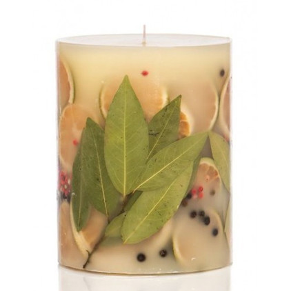 Rosy Rings Bay Garland 6.5 Tall Round Botanical Candle