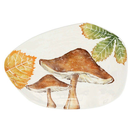 Vietri Autunno Mushrooms Oblong Oval Platter