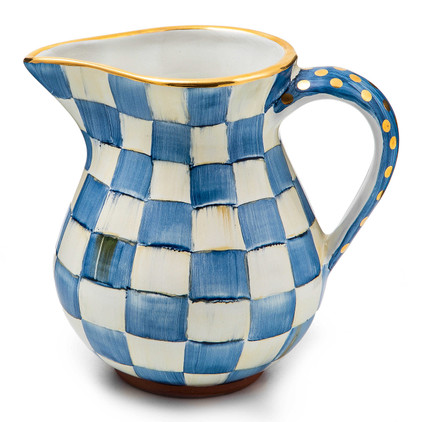 MacKenzie Childs Royal Check Ceramic Portly Pitcher