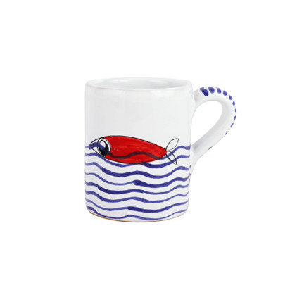Vietri Pesce Pazzo Red Swimming Fish Mug