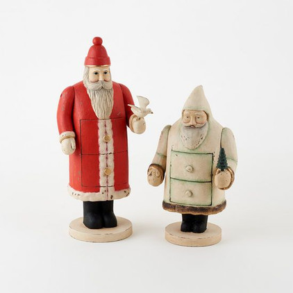 180 Degrees Wooden Santa with Drawers Small 13.25 Inch (White)