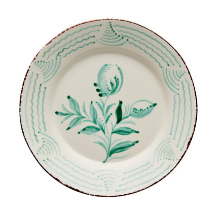 Abigails Casa Nuno Dinner Plate Green 2 Flowers & Waves Set of 2