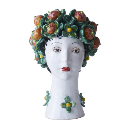 Abigails Head Vase Ceramic with Persimmon Decor