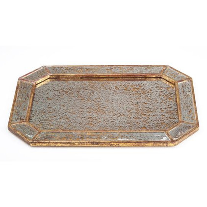 Abigails Octagonal Mirrored Tray Gold