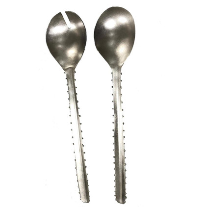 Abigails Salad Servers Cactus Dots Brass / Silver Plate