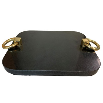 Abigails Tray Medium Black Granite with Antique Brass Handles