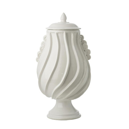 Abigails Santa Barbara Urn with Lid Matte White