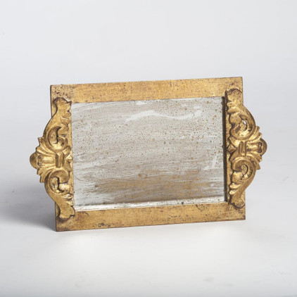 Abigails Gold Leaf Antiqued Mirror Vanity Tray (Set of 2)