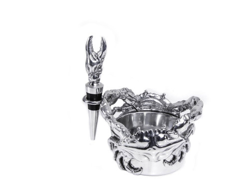 Arthur Court Crab Wine Caddy & Stopper Set