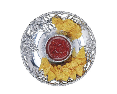 Arthur Court Designs Grape 14 inch Round Chip & Dip Tray