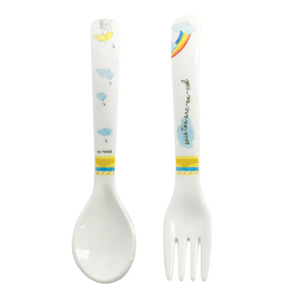 Baby Cie Suis Ton Arc-En-Ciel 'Follow Your Rainbow'  - Textured Fork & Spoon