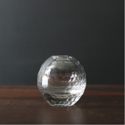 Beatriz Ball Glass Faceted Round Bud Vase Clear
