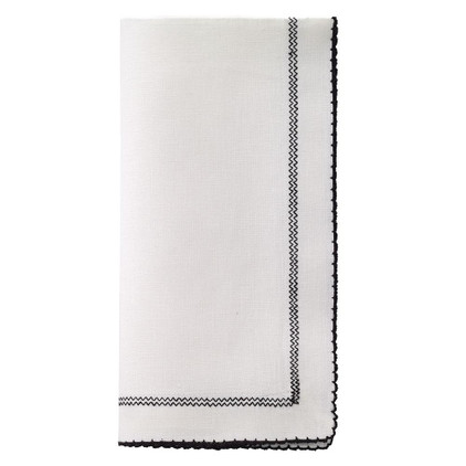 Bodrum Picot White / Black 22 inch Napkin (Set of 4)