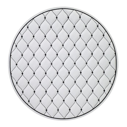 Bodrum Quilted Diamond Pure White/ Black 15 inch Round Mat (Set of 4)