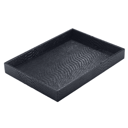 Bodrum Snakeskin Black Rectangular Tray