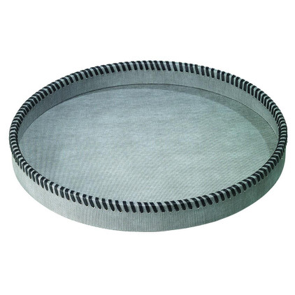 Bodrum Whipstitch Gray Round Tray
