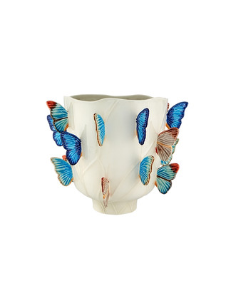 Bordallo Pinheiro Vista Alegre Cloudy Butterflies By Cláudia Schiffer Vase 16 inch