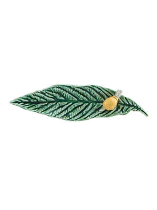 Bordallo Pinheiro Vista Alegre Countryside Leaves Medlar Leaf with Snail - Decorated