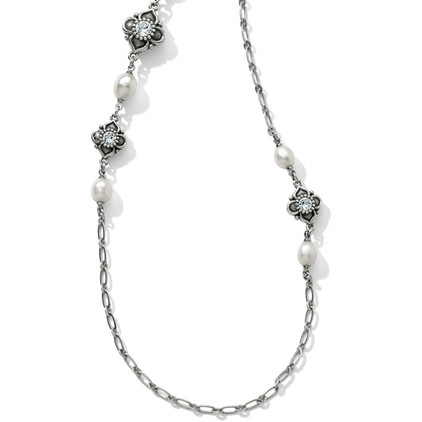 Brighton Alcazar Margaret Long Necklace Silver-Pearl