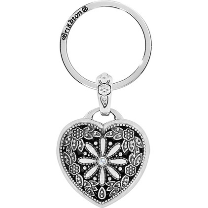 Brighton Floral Heart Key Fob Silver