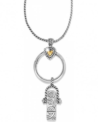 Brighton Heart Charm Reversible Badge Clip Necklace Silver