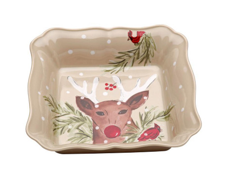 Casafina Deer Friends Square Linen Baker