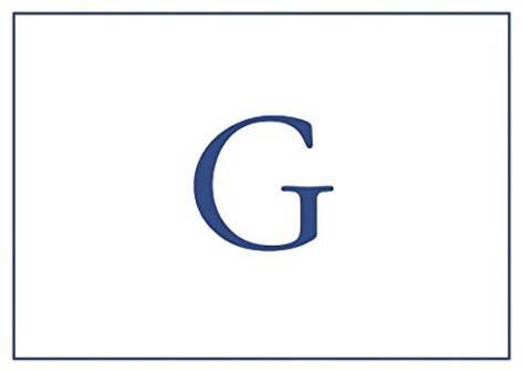 Caspari Navy Embossed Note Cards Initial G